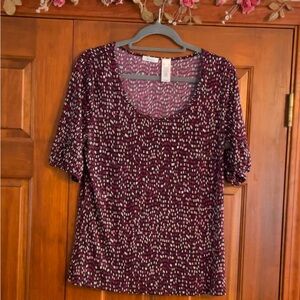 Women's Purple Patterned Top Liz & Co. size L, great condition